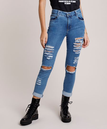 Calca-Jeans-Feminina-Sawary-Skinny-Cintura-Media-Cropped-Destroyed-Azul-Medio-9941558-Azul_Medio_1