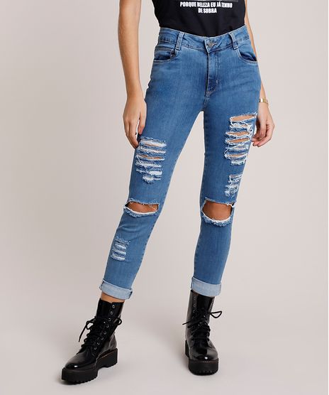 Calca-Jeans-Feminina-Sawary-Skinny-Cintura-Media-Cropped-Destroyed-Azul-Medio-9941558-Azul_Medio_1