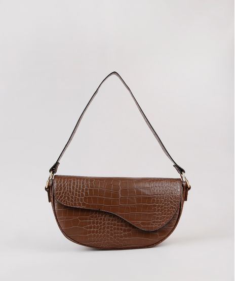 Bolsa-Feminina-Baguete-Media-Croco-Marrrom-9485388-Marrrom_1