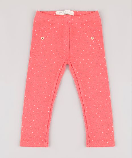 Calca-Legging-Infantil-Canelada-Estampada-de-Poa-com-Bolso-Coral-9659611-Coral_1