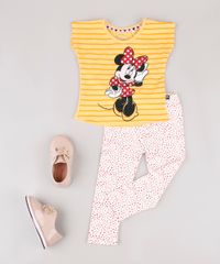 Blusa-Infantil-Minnie-com-Listras-e-Glitter-Manga-Curta-Mostarda-9878469-Mostarda_3