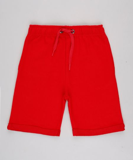 Bermuda-Infantil-Basica-em-Moletom-com-Bolso-Barra-Dobrada-Vermelho-9936162-Vermelho_1