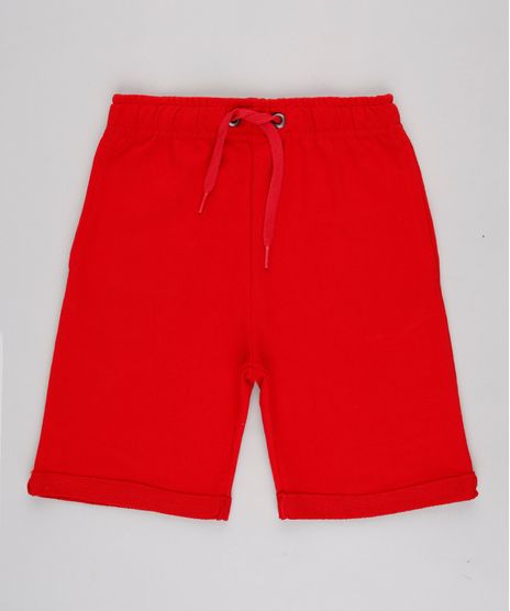 Bermuda-Infantil-Basica-em-Moletom-com-Bolso-Barra-Dobrada-Vermelho-9936162-Vermelho_1