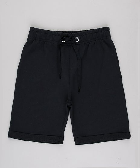 Bermuda-Infantil-Basica-em-Moletom-com-Bolso-Barra-Dobrada-Preta-9936162-Preto_1