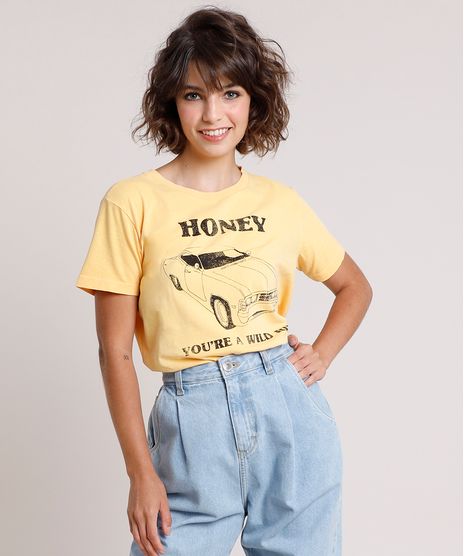 T-Shirt-Feminina-Mindset--Honey--Manga-Curta-Decote-Redondo-Amarela-9918128-Amarelo_1