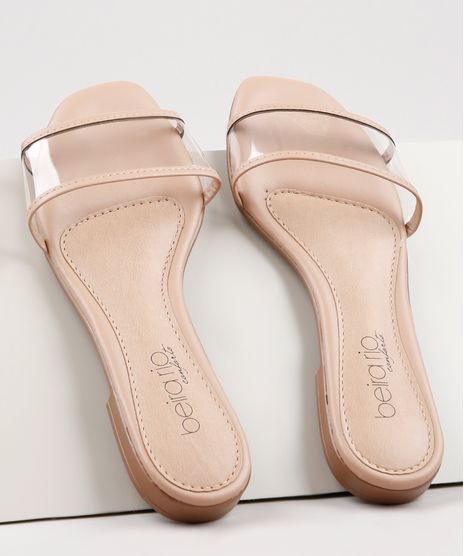 Rasteirinha-Slide-Feminina-Beira-Rio-Conforto-com-Tira-Transparente-Bege-9902565-Bege_1