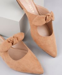 Mule-Feminino-Via-Uno-Bico-Fino-em-Suede-com-No-Bege-9837631-Bege_1