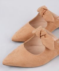Mule-Feminino-Via-Uno-Bico-Fino-em-Suede-com-No-Bege-9837631-Bege_4