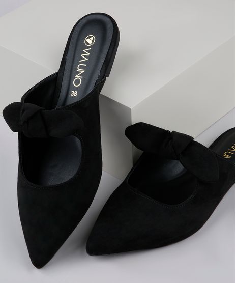 Mule-Feminino-Via-Uno-Bico-Fino-em-Suede-com-No-Preto-9837630-Preto_1