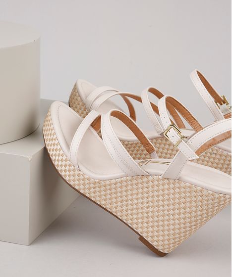 sandália vizzano plataforma bege