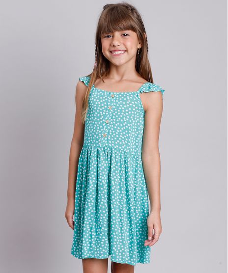 Vestido-Infantil-Estampado-Floral-com-Botoes-e-Babado-Alca-Fina-Verde-Claro-9695672-Verde_Claro_1