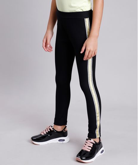 Calca-Legging-Infantil-com-Faixa-Lateral-em-Lurex-Preta-9841969-Preto_1