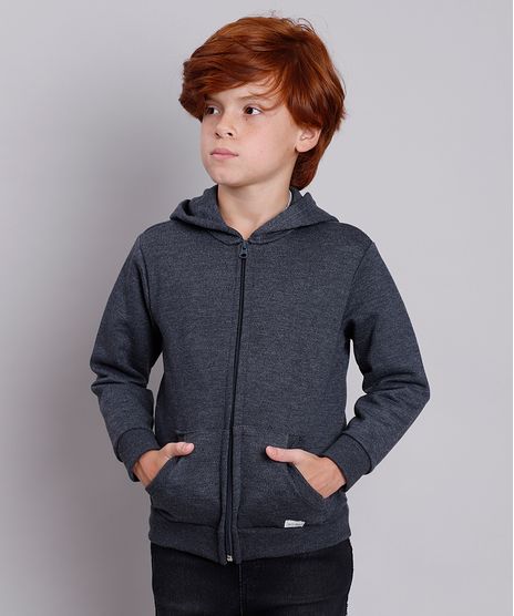 Blusao-Infantil-Basico-em-Moletom-com-Capuz-e-Bolso-Cinza-Mescla-Escuro-8521449-Cinza_Mescla_Escuro_1