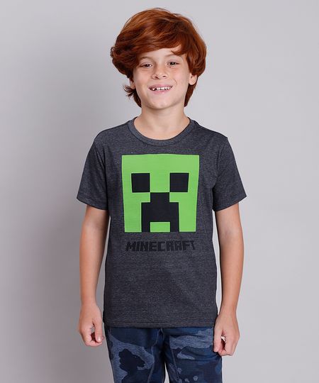 Camiseta-Infantil-Minecraft-Creeper-Manga-Curta-Cinza-Mescla-Escuro-9848352-Cinza_Mescla_Escuro_1