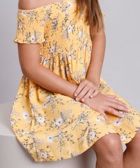 Vestido-Infantil-Estampado-Floral-com-Lastex-Manga-Curta-Mostarda-9676018-Mostarda_4