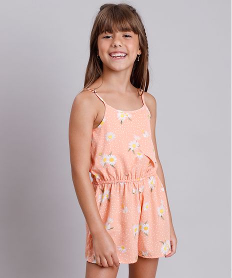 Macaquinho-Infantil-Estampado-Floral-com-Transpasse-Alca-Fina-Laranja-9805637-Laranja_1