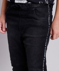 Calca-Jeans-Infantil-em-Moletom-com-Faixa-Lateral--Never-Give-Up--Preta-9846210-Preto_4