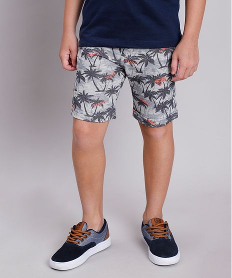 Bermuda-Infantil-Estampada-de-Coqueiros-com-Bolsos-Cinza-Mescla-Claro-9860493-Cinza_Mescla_Claro_1
