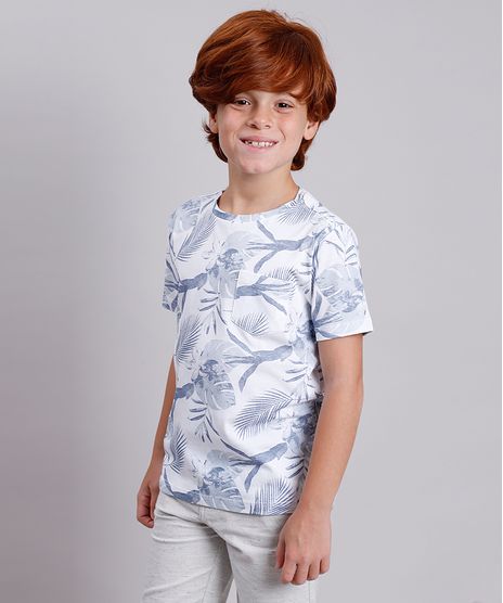 Camiseta-Infantil-Estampada-de-Folhagem-com-Bolso-Manga-Curta-Decote-Redondo-Off-White-9758987-Off_White_1