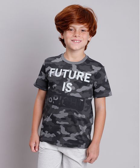 Camiseta-Infantil-Estampada-Camuflada--The-Future-is-Bright--Manga-Curta-Chumbo-9838012-Chumbo_1