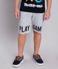 Bermuda-Infantil--Play-Game--em-Moletom-com-Bolso-Cinza-Mescla-Claro-9837875-Cinza_Mescla_Claro_1