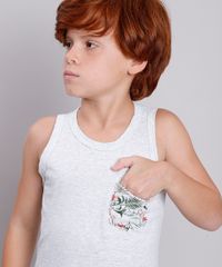 Regata-Infantil-com-Bolso-Estampado-de-Folhagens--Cinza-Mescla-Claro-9758984-Cinza_Mescla_Claro_4