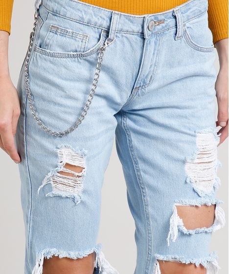 calça jeans com corrente feminina