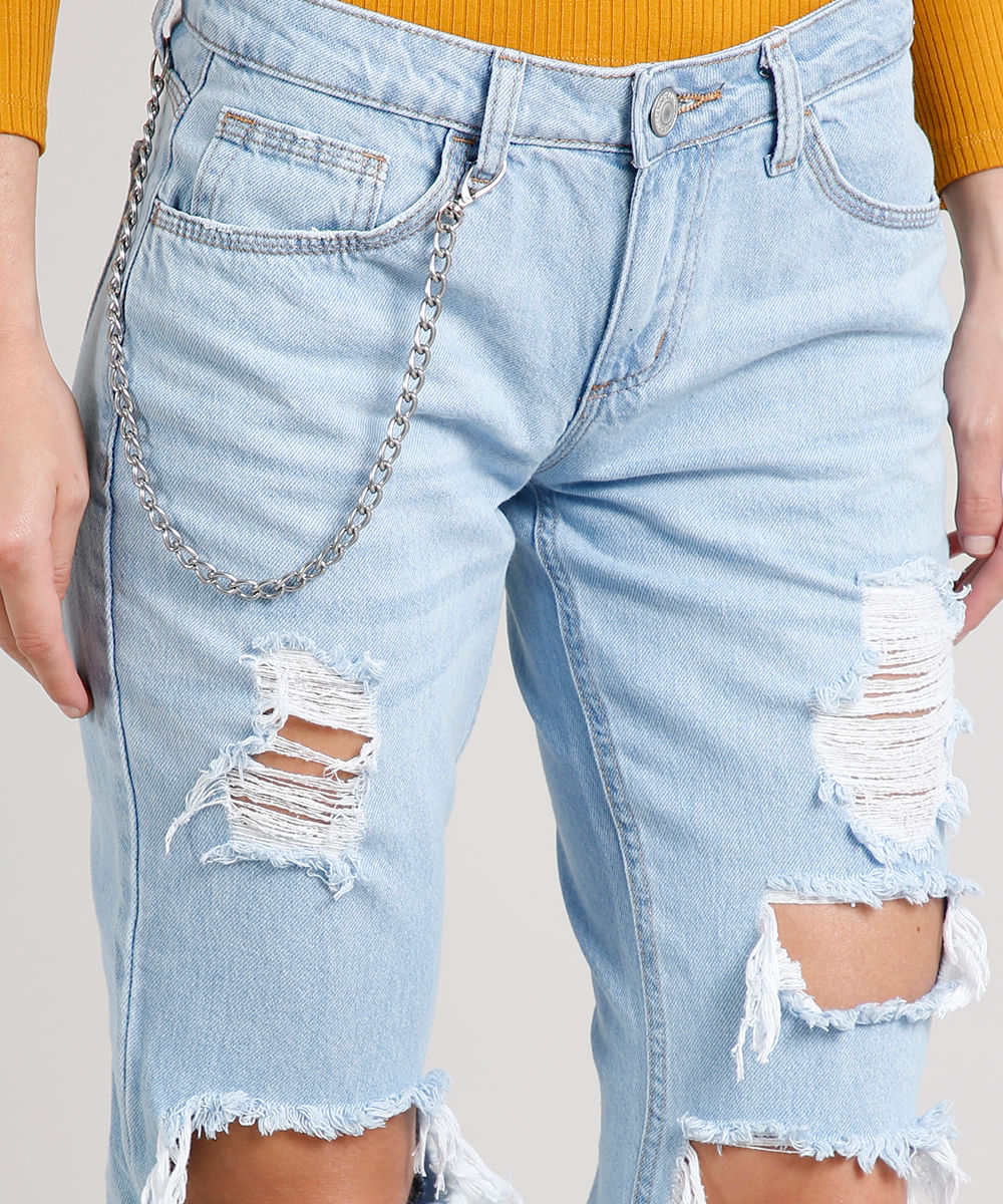 calça jeans com corrente