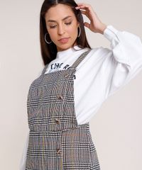 Salopete-Short-Saia-Feminina-Estampada-Xadrez-com-Botoes-e-Sobreposicao-Alca-Media-Bege-9895508-Bege_4
