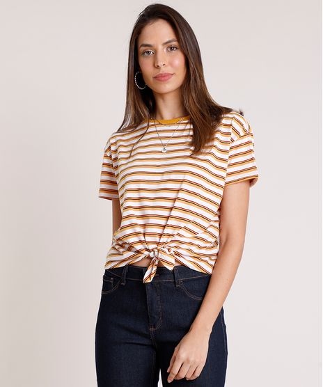 Blusa-Feminina-Listrada-com-no-Manga-Curta-Decote-Redondo--Off-White-9465639-Off_White_1