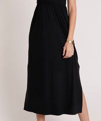 Vestido-Feminino-Midi-em-Suede-com-Abertura-e-Fenda-Decote-V-Alca-Media-Preto-9880599-Preto_4