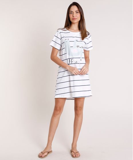 Camisola-Feminina-Coala-Listrada-Manga-Curta-Off-White-9858809-Off_White_1
