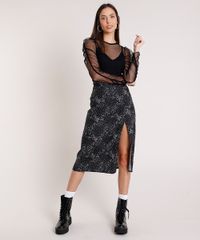 Saia-Feminina-Midi-Estampada-de-Respingo-com-Fenda-Preta-9856525-Preto_3