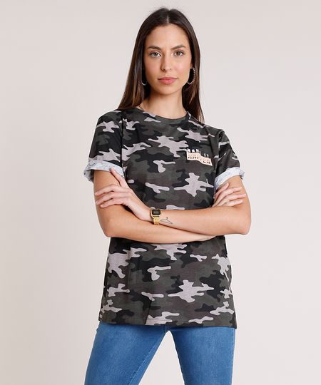 Blusa-Feminina-Estampada-Camuflada-Manga-Curta-Decote-Redondo--Verde-Militar-9886201-Verde_Militar_1