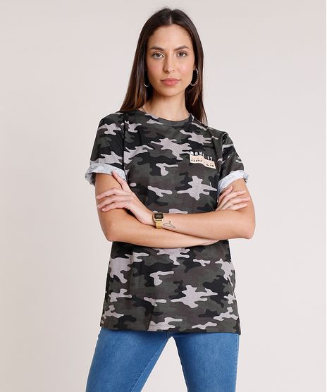 Blusa-Feminina-Estampada-Camuflada-Manga-Curta-Decote-Redondo--Verde-Militar-9886201-Verde_Militar_1