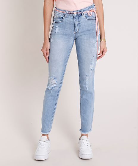 Calca-Jeans-Feminina-Skinny-Cintura-Media-Destroyed-com-Cadarco-Neon-Azul-Medio-9884327-Azul_Medio_1