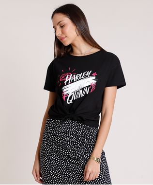 Blusa-Feminina-Arlequina-com-no-Manga-Curta-Decote-Redondo--Preta-9878853-Preto_1