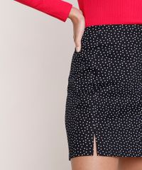 Saia-Feminina-Curta-Estampada-de-Poa-com-Fenda-Preto-9857655-Preto_4