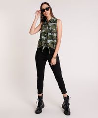 Camisa-Feminina-Estampado-Camuflado-com-Bolso-e-No-Sem-Manga-Verde-Militar-9807033-Verde_Militar_3