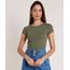 Blusa-Feminina-Basica-Botone-Manga-Curta-Decote-Redondo-Verde-Militar-9278286-Verde_Militar_1