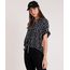 Camisa-Feminina-Estampada-Xadrez-com-Bolso-e-No-Manga-Curta--Preto-9807198-Preto_1