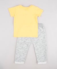 Conjunto-Infantil--Hey---de-Camiseta-Manga-Curta-Amarela---Calca-em-Moletom-Cinza-Mescla-9858169-Cinza_Mescla_2