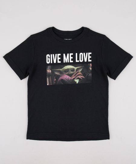 Camiseta-Infantil-Baby-Yoda--Give-me-love--Manga-Curta-Preta-9928180-Preto_1