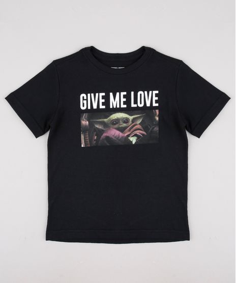 Camiseta-Infantil-Baby-Yoda--Give-me-love--Manga-Curta-Preta-9928180-Preto_1