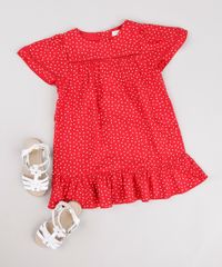 Vestido-Infantil-Estampado-de-Poa-com-Botoes-Manga-Curta-Vermelho-9796111-Vermelho_3