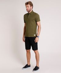 Bermuda-Masculina-Tradicional-Estampada-de-Folhagem-com-Cordao-Preta-9884230-Preto_3