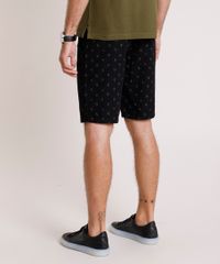 Bermuda-Masculina-Tradicional-Estampada-de-Folhagem-com-Cordao-Preta-9884230-Preto_4