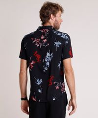 Camisa-Masculina-Relaxed-Estampada-de-Folhagem-Manga-Curta-Preto-9657162-Preto_3