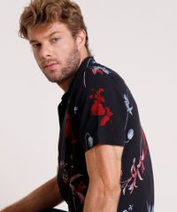 Camisa-Masculina-Relaxed-Estampada-de-Folhagem-Manga-Curta-Preto-9657162-Preto_5