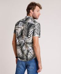 Camisa-Masculina-Tradicional-Estampada-de-Folhagem-Manga-Curta-Bege-9645917-Bege_3